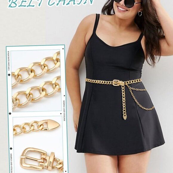 Chain Belt for Women Metal Waist Chain Fashion Multilayer Chain Belts for Dress - Picture 6 of 7